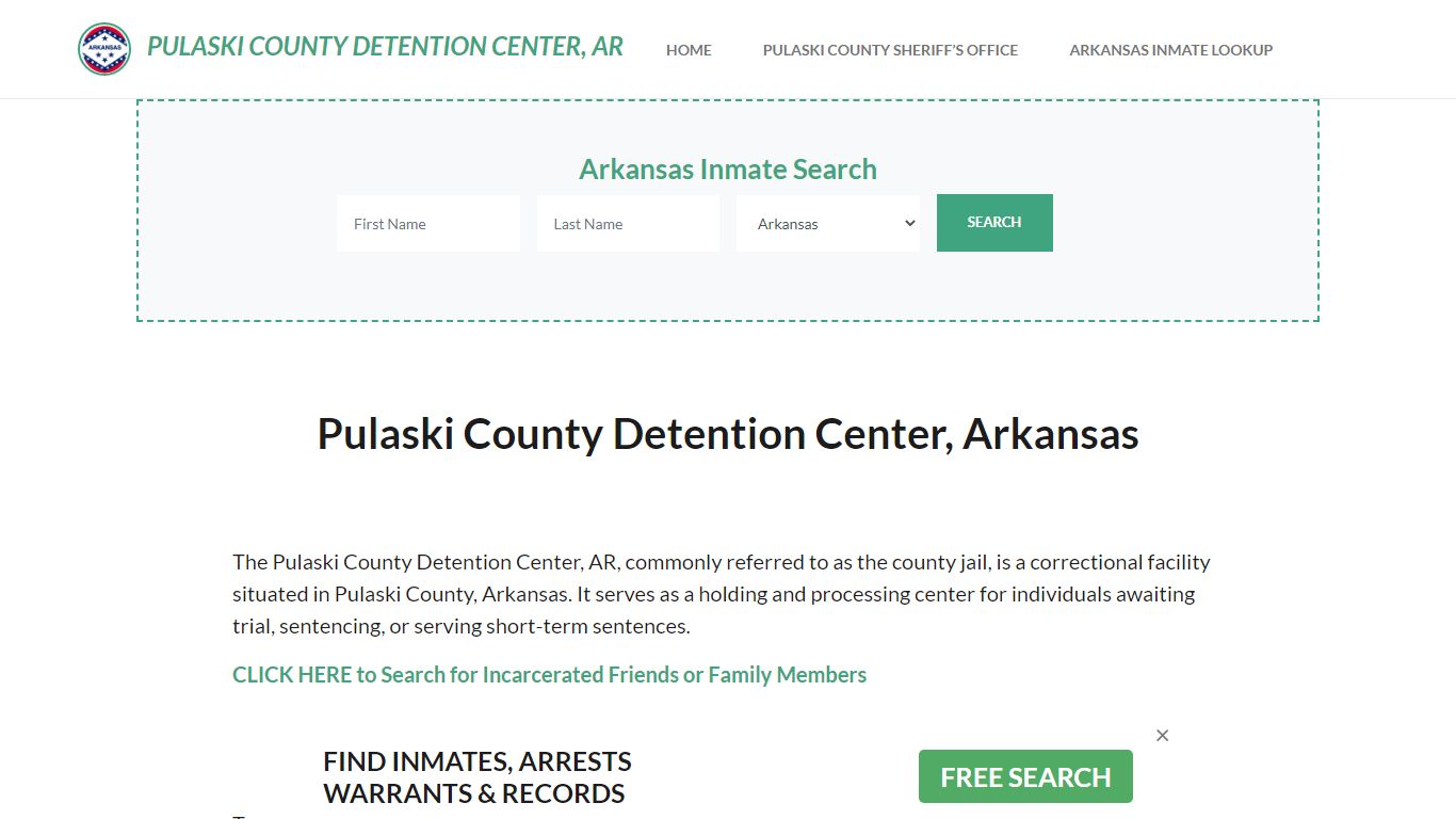 Pulaski County Detention Center, AR Inmate Roster, Offender Search